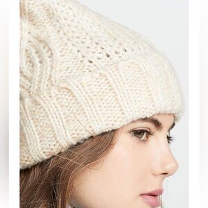 FREE People Harlow Cable-knit Cream Beanie Hat Retail $35